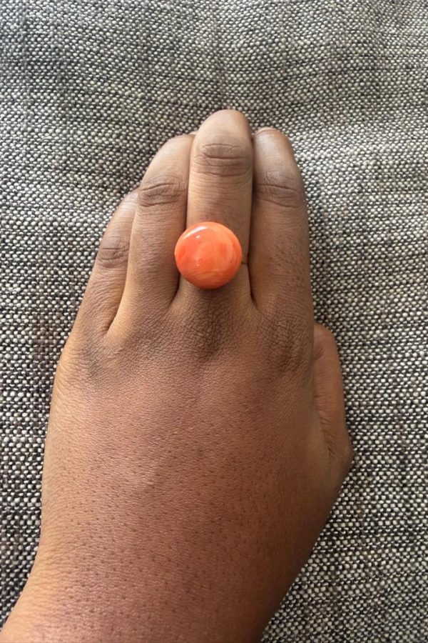 Genuine Coral & 18k Gold Ring