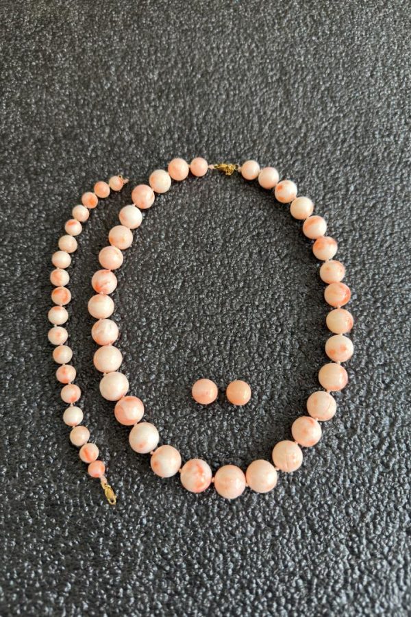 Genuine Coral & 18k Gold Jewelry Set A