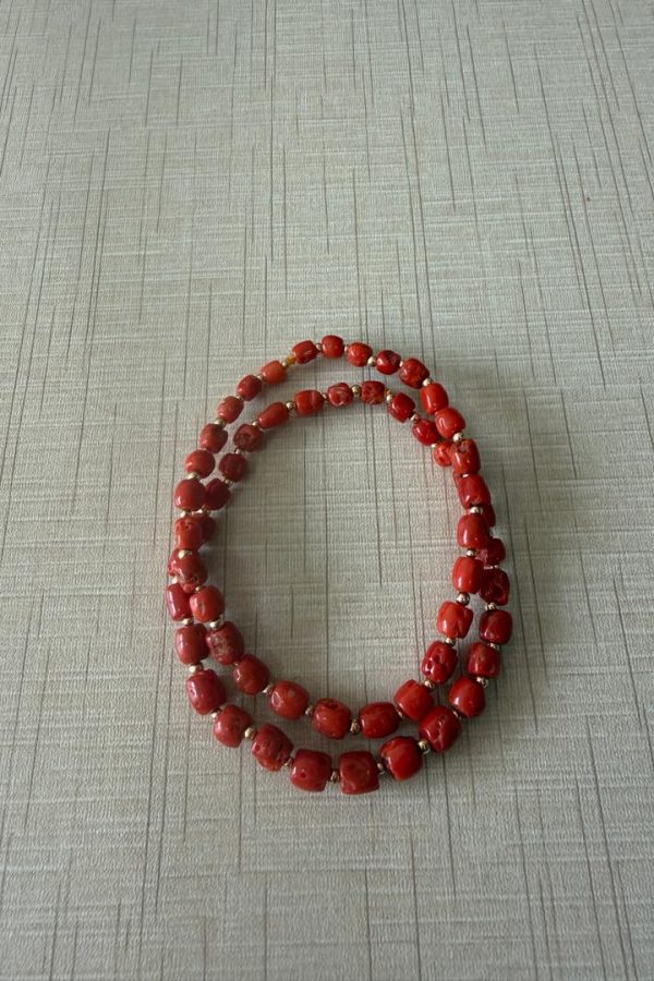Genuine Coral & 14k Gold Filled Bracelets (Pair)
